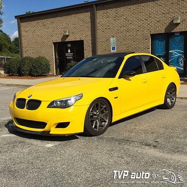 BMW M5 Wrapped in 3M 1080 Gloss Bright Yellow Vinyl