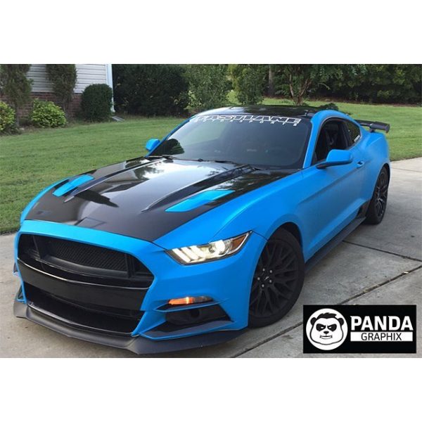 Ford Mustang GT wrapped in 3M 1080 Matte Riviera Blue & Gloss Black